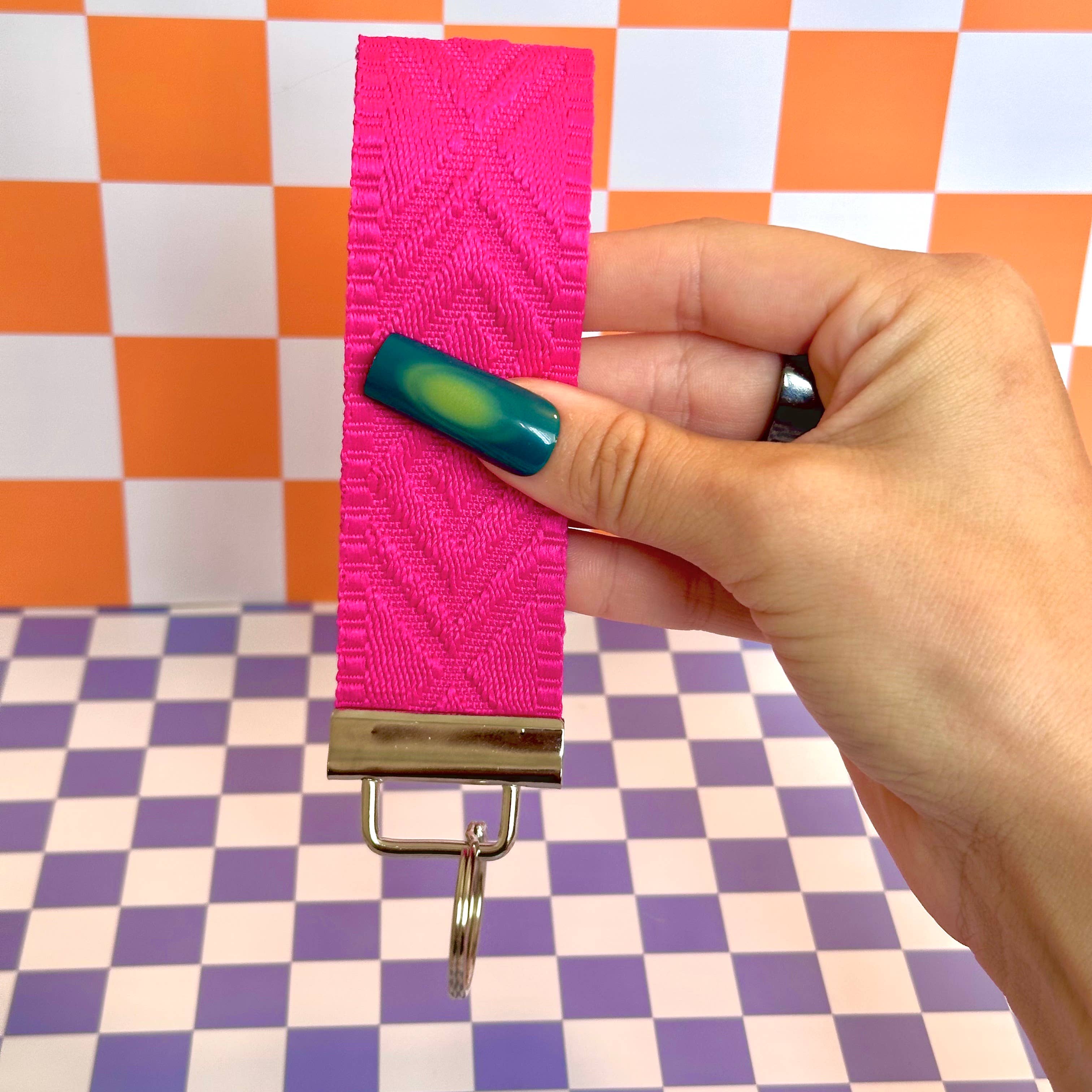 Stickers+ X Ashley Bexar - Wholesale Keychain - Women's - Large Bright Pink Handmade Wristlet Key Fob Keychain3