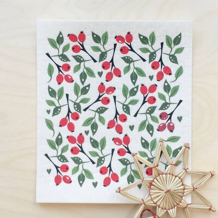 Rose Hips Swedish Dishcloth for wholesale by Square Love