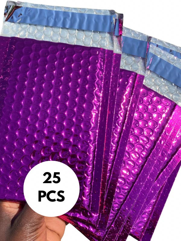 25-Pack Hot Pink Metallic Bubble Mailers (4x8) – Self-Seal, Lightweight & Water-Resistant for wholesale by MaddieMayShop