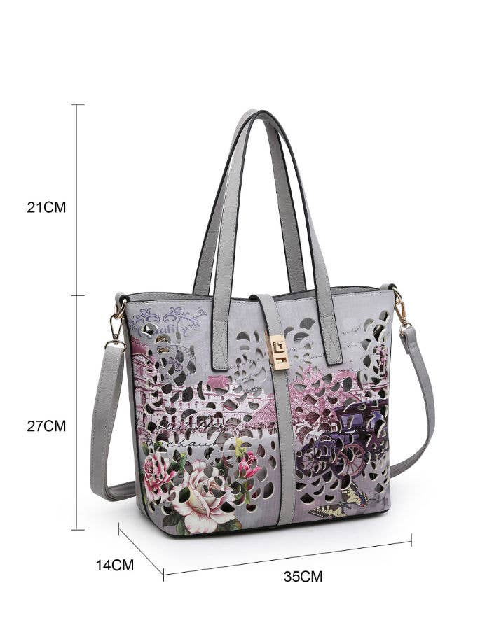 Papaya Fashion Ltd - Venta al por mayor Bolsa de asa- Mujer - Bolso de mano W1342 (YS1342) 2 en 1 cortado con láser con cierre abatible9