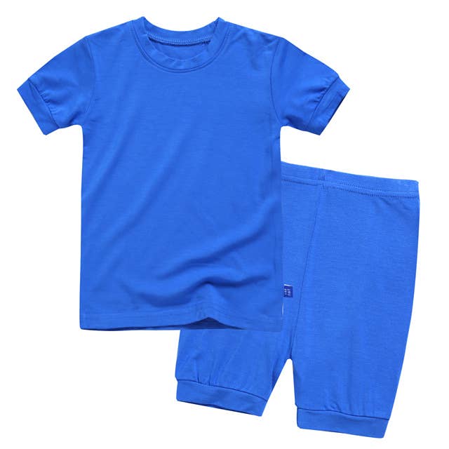 Colorful Blue Short Sleeve viscose PJs for wholesale on Faire