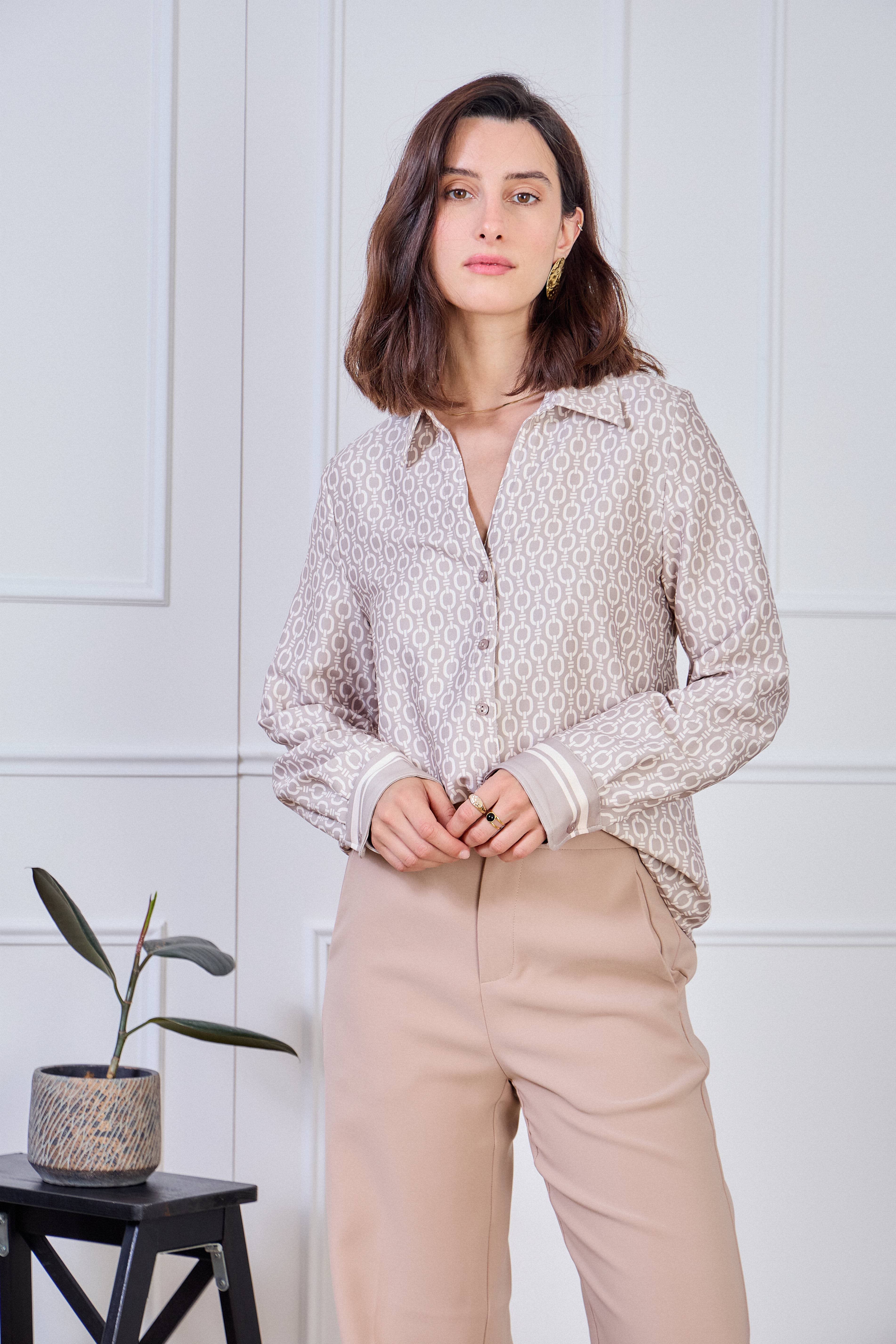 LULUMARY - Wholesale Overhemd met knopen - Dames - Kettingprint overhemd CH352A2