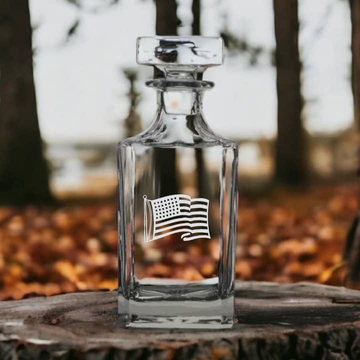 American Flag 26oz Bourbon Whiskey Decanter for wholesale by Texan Customs