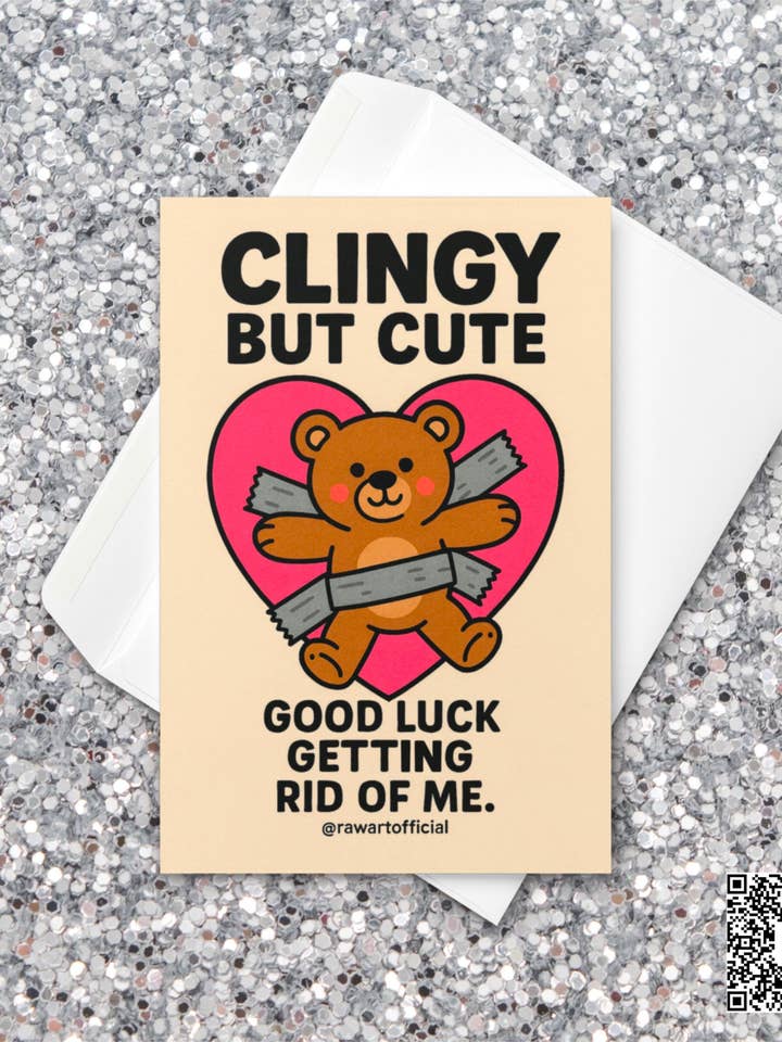 Carte de Saint-Valentin Ours en Peluche Collant Mais Mignon – Carte d'Amour Drôle et Mignonne, Carte d'Anniversaire Cœur en Ruban Adhésif, Cadeau de Saint-Valentin Original pour Lui Elle pour la vente par Hot Mess Paper Co.