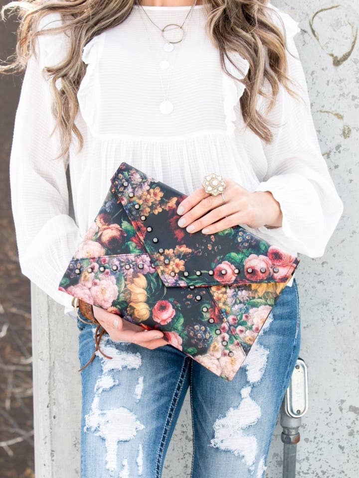 Floral Studded Clutch for wholesale by Hipster Row