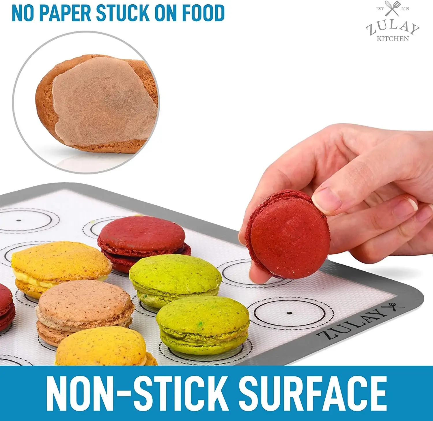Zulay Kitchen - Wholesale Baking Sheet/Mat - Macaron Silicone Baking Mats With Pre-printed - Set of 45