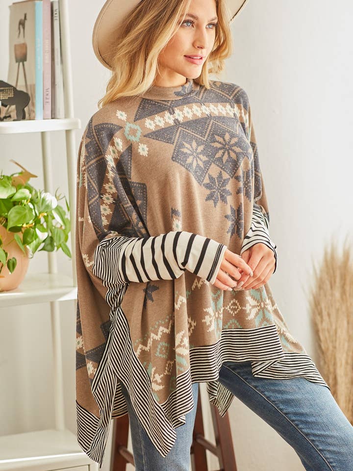 lovely melody - Wholesale Poncho - Women's - LMT2145-Terry Winter Poncho Tunic11