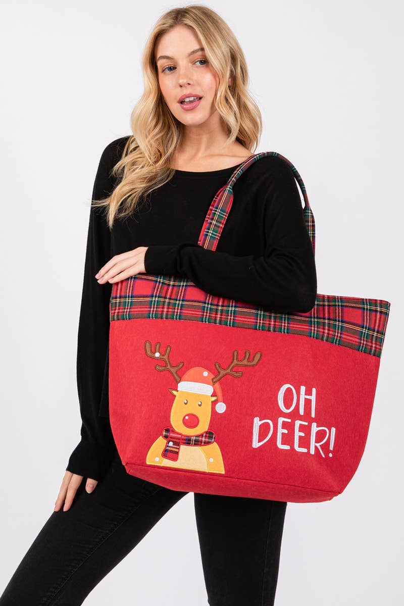 MULTI Oh Deer Reindeer Christmas Tote Bag for wholesale on Faire1