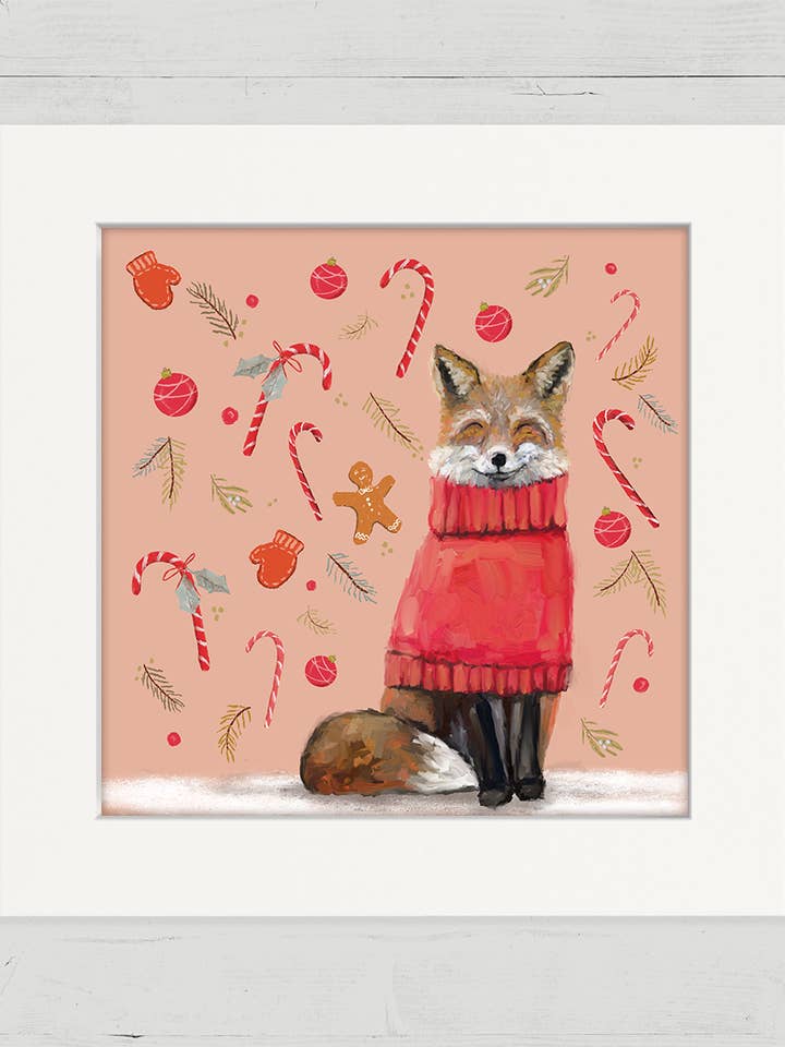 Hot Cocoa Fox Happy Square for wholesale by Cathy Walters Art