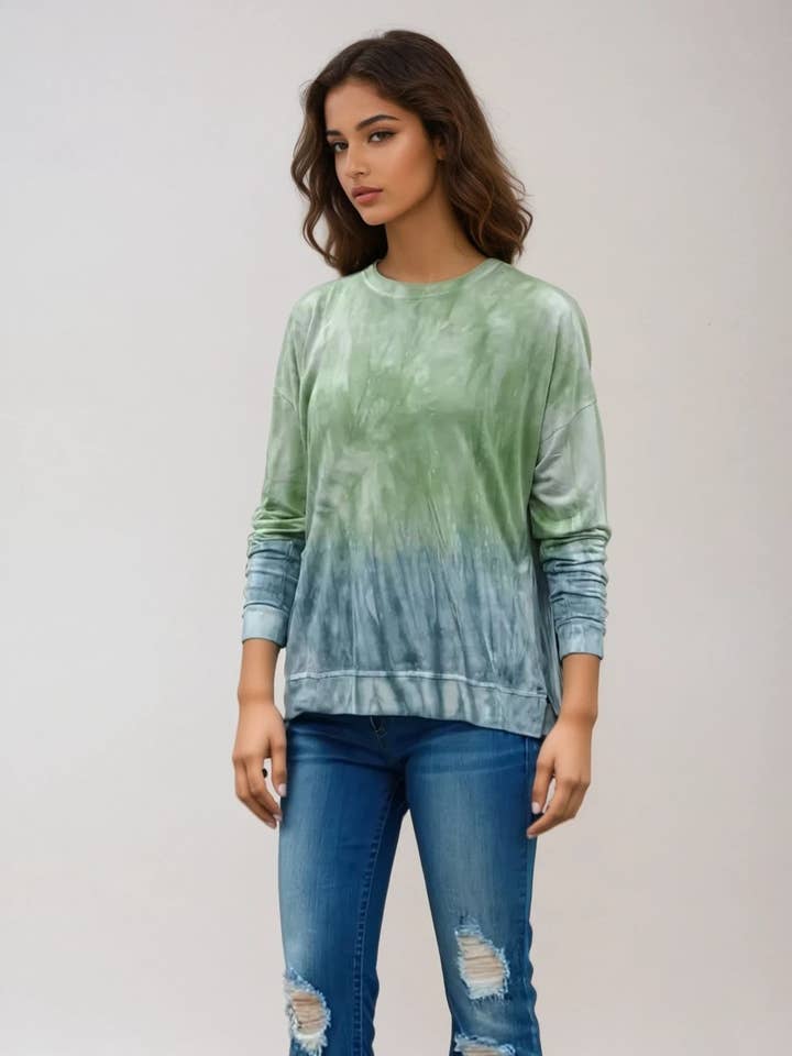 Tie Dye Sweatshirt - Soft Meadow (D190645) for wholesale by Dantelle Apparel