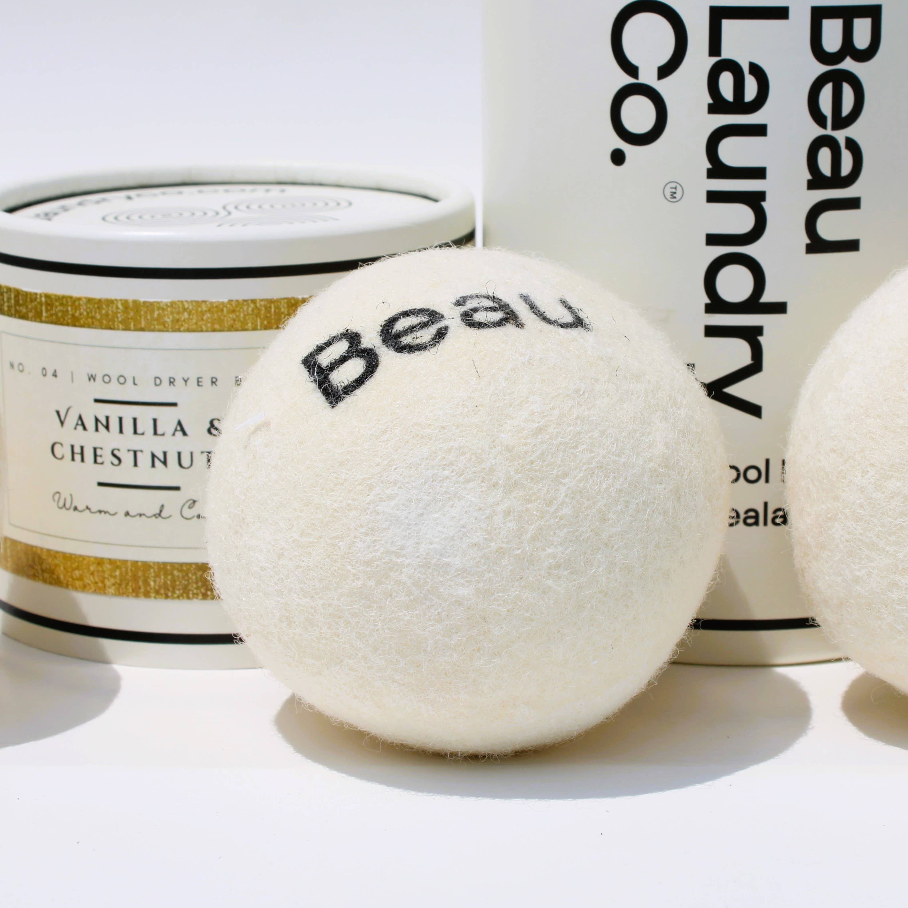 Beau Laundry Co. - Wholesale Dryer Balls - Vanilla & Chestnuts Scented & Softening Dryer Balls3