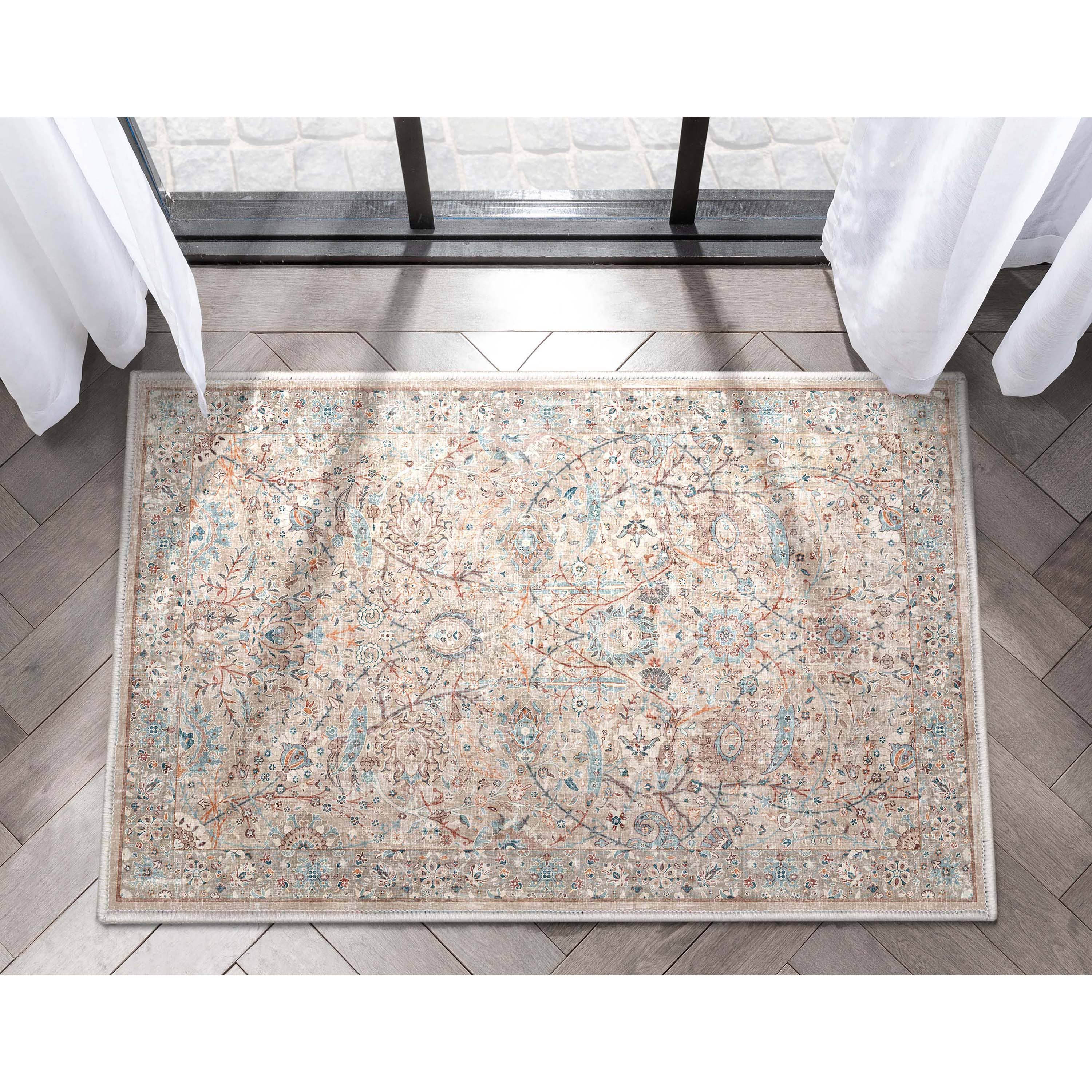 Well Woven – Tapete por atacado – Tapete Emilia Vintage Persian Floral Marfim Plan Weave16