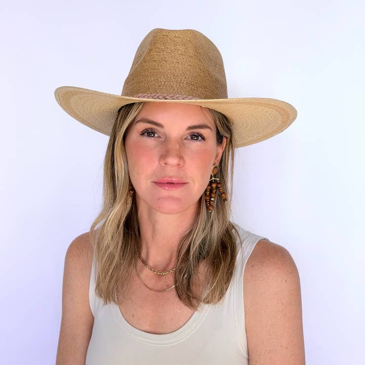 Cappello di Palma di Sabbia con Fascia in Pelle per la vendita all'ingrosso da parte di Baldiz