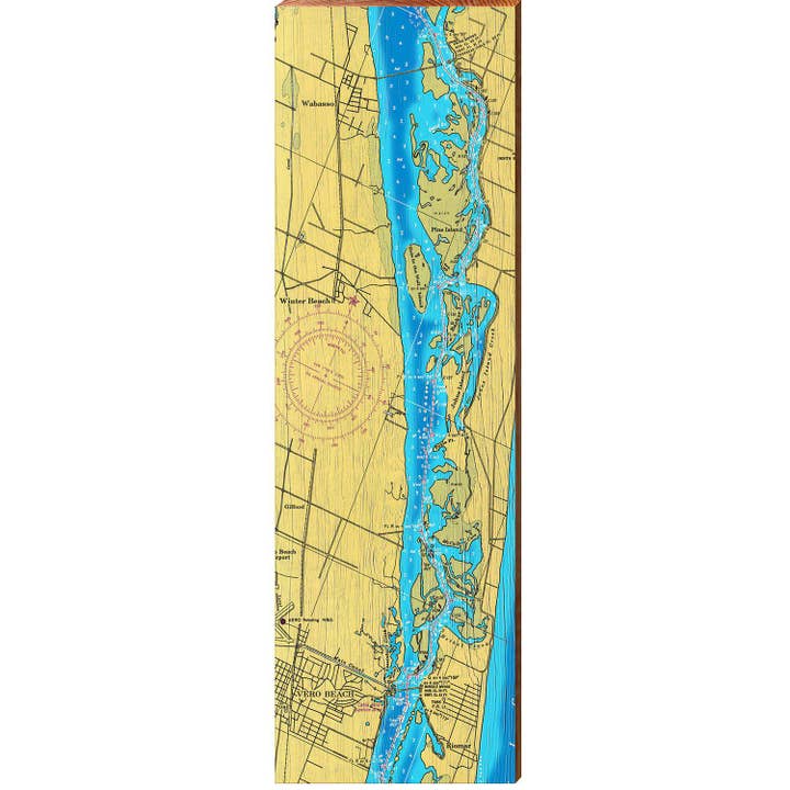 Mapa de Vero Beach a Wabasso | Impressão de Arte em Madeira Real por atacado de Mill Wood Art