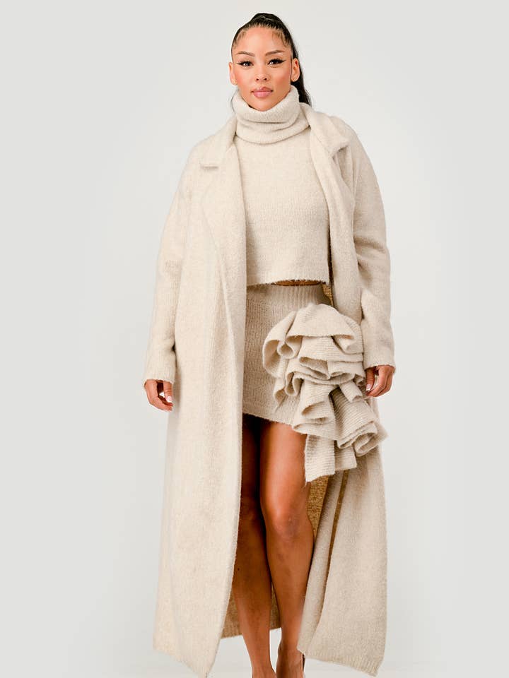 Beige Knit 3-Piece Set with Ruffle Skirt and other Purchase Wholesale skirt set. Free Returns & Net 60 Terms on Faire trending on Faire.