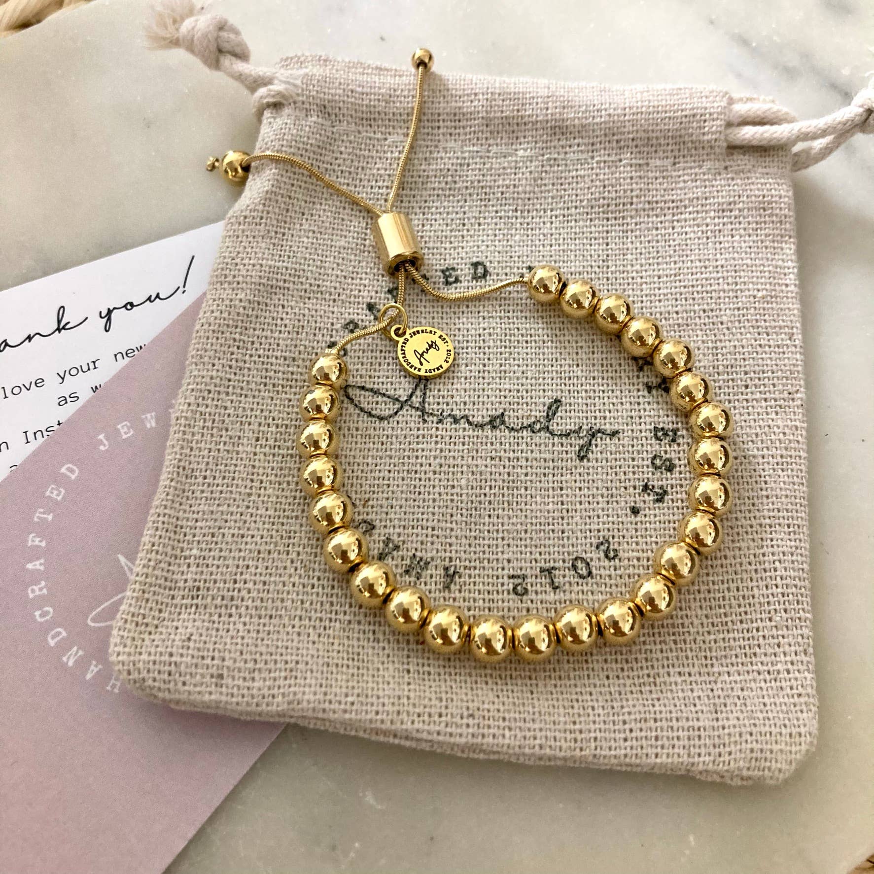 Amady Jewelry - Wholesale Beaded Bracelet - Gold beaded adjustable bracelet, 24k Gold-plated layering2