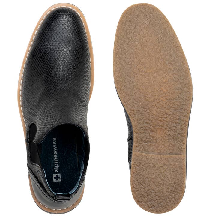 Alpine Swiss - Vente Bottines Chelsea – homme - Bottines Nash Chelsea pour hommes Alpine Swiss Bottines en peau de serpent doublée en cuir véritable - Nash-parent6