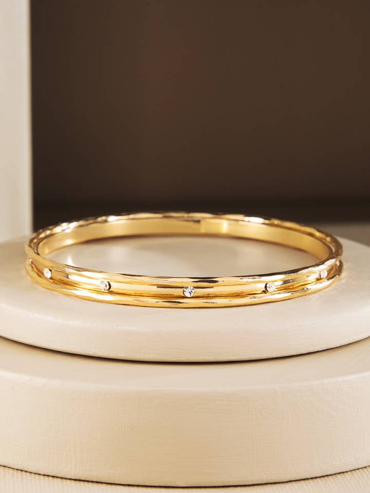 Set di 3 Braccialetti Rigidi in Metallo e Cristallo per la vendita all'ingrosso da parte di Urbanista