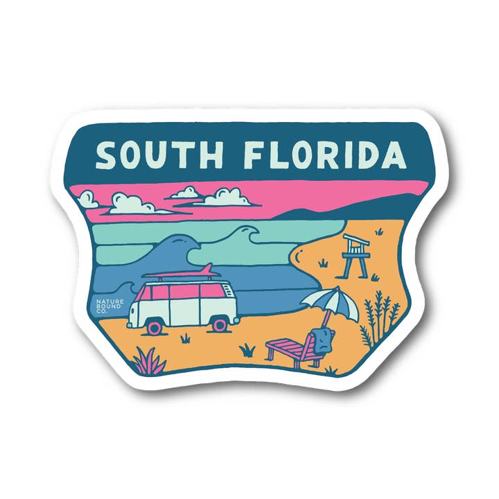 Adesivo "Palme Rosa" per il Relax in Spiaggia | Edizione Florida del Sud per la vendita all'ingrosso da parte di Nature Bound Co