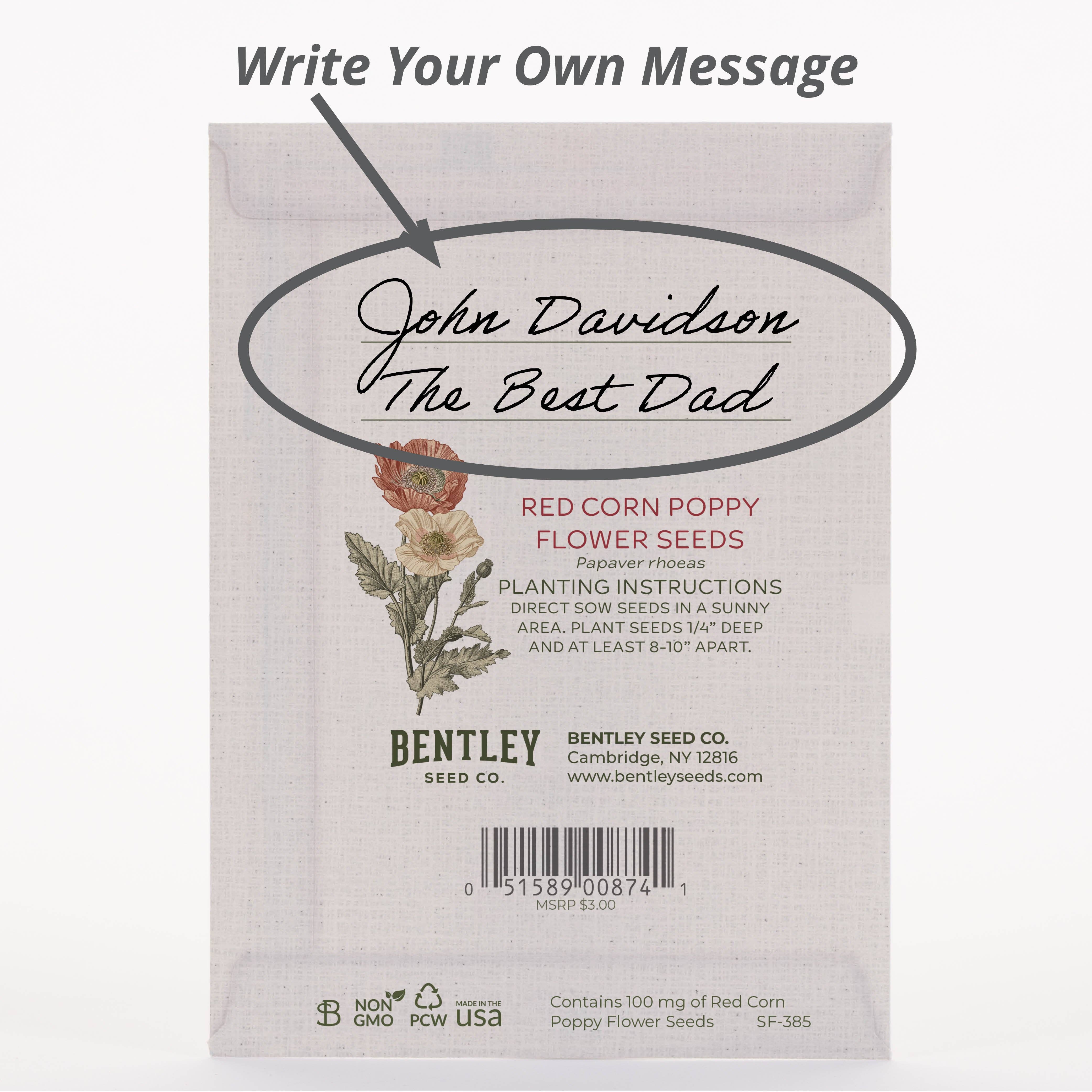 Bentley Seed Co. - Vente Carte « Je pense à toi » - Pensées pour vous Art classique vintage - Paquets de graines de coquelicot2