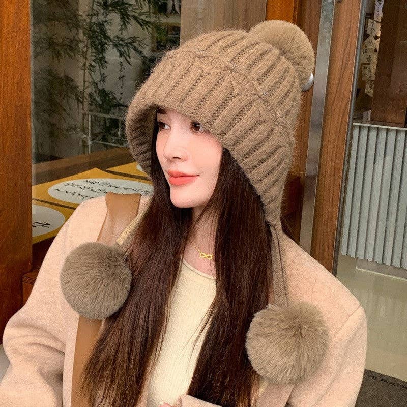 FurDecoration - Wholesale Beanie - Women's - Double Fleece Rabbit Wool Knit Winter Cap4