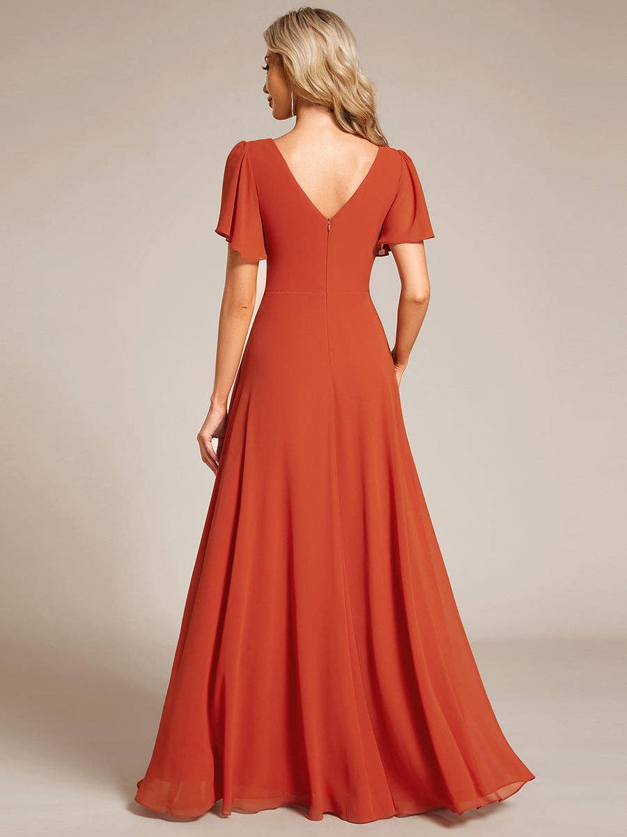 Ever-Pretty - Wholesale Gown - Women's - Midi Length Ruffles Sleeves Chiffon Dresses16