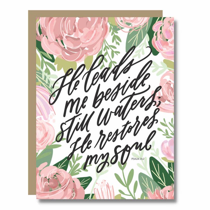 Psalm 23 Card - Blommig kristen skriftkonst för wholesale av Prairie Letter Shop