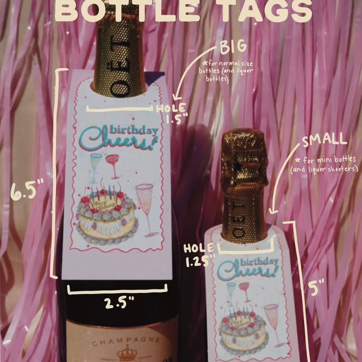 "Birthday Cheers!" Champagne Bottle Tag and other Purchase Wholesale champagne mini bottles. Free Returns & Net 60 Terms on Faire trending on Faire.