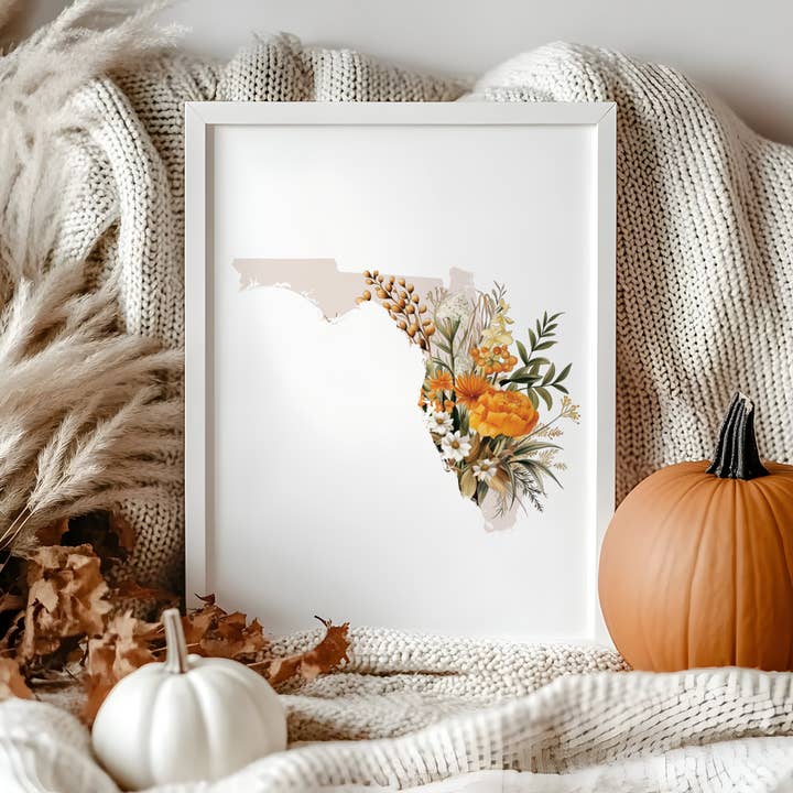 Florida Fall flowers art print | Four Seasons Series for wholesale by Paperfinch Design