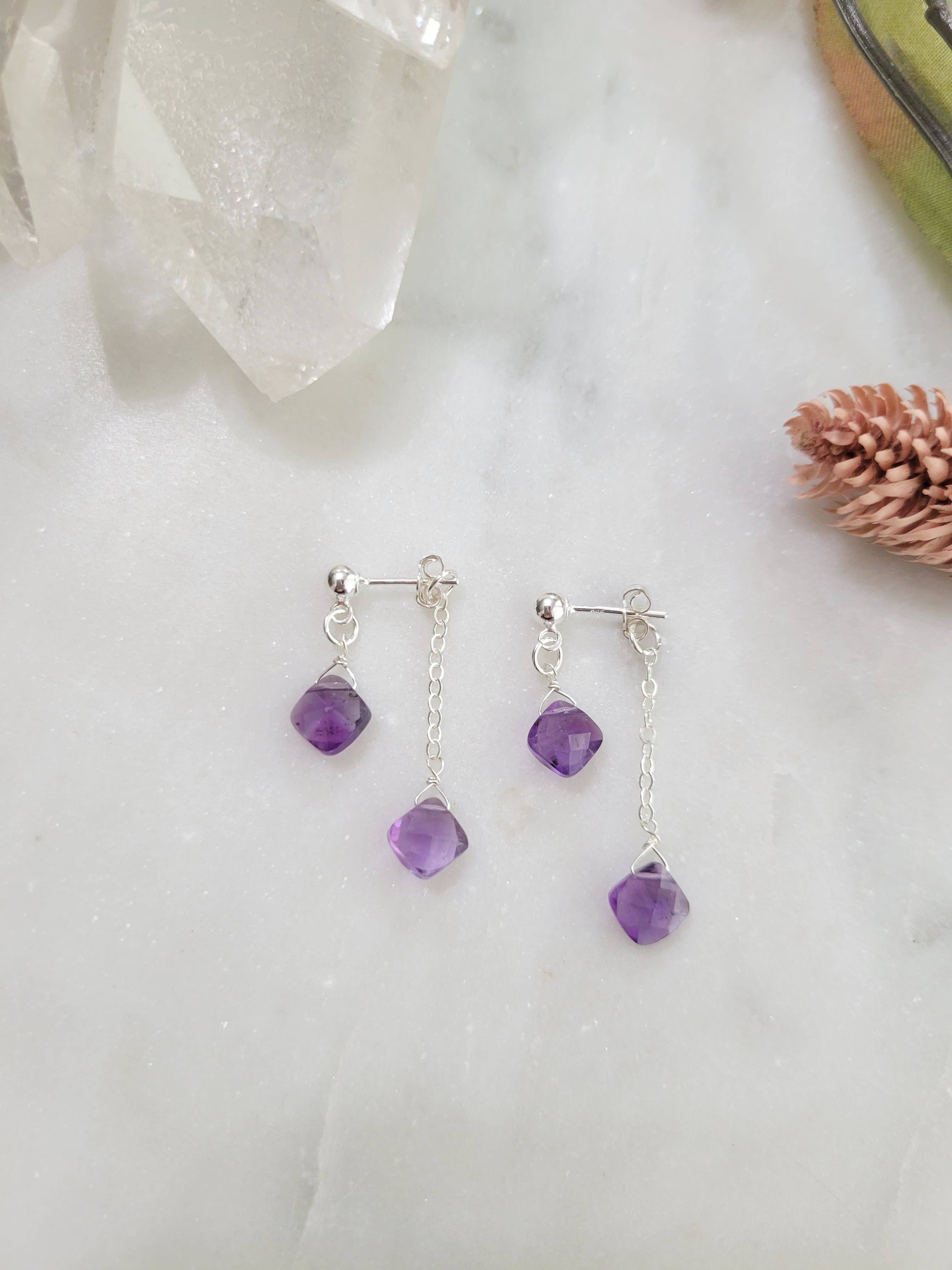 Leo Eleven Jewelry - Wholesale Dangle Earrings - Amethyst Dangle Stud Earrings 0