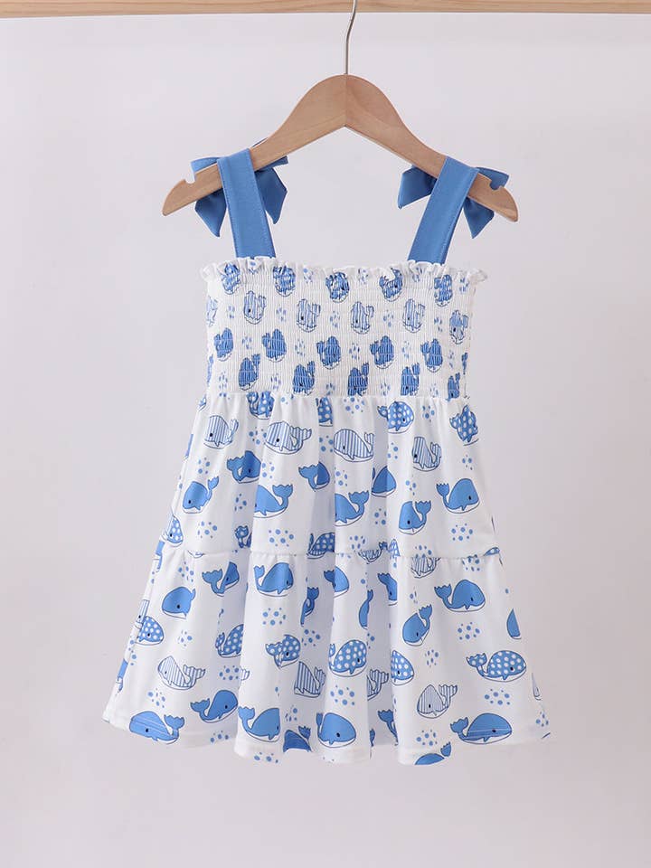 Aspen Rain Boutique - Wholesale Mommy & Me Sets - Blue whale smocked ruffle mom&me dress4