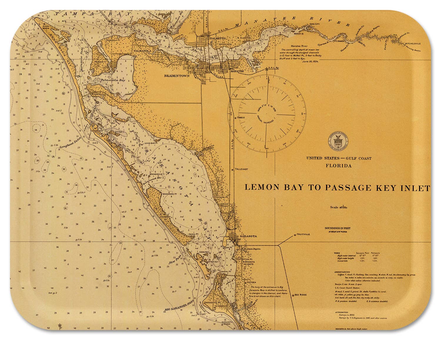 Trays4Us - Wholesale Serving Tray - Custom Vintage Nautical Map Decorative Tray- Any US Location3