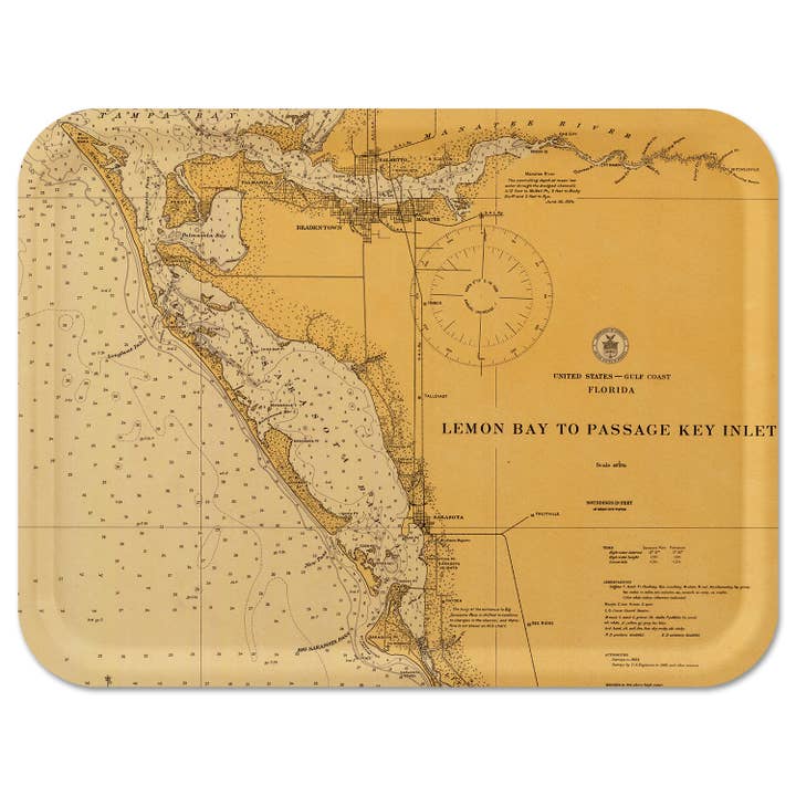 Trays4Us - Wholesale Serving Tray - Custom Vintage Nautical Map Decorative Tray- Any US Location3