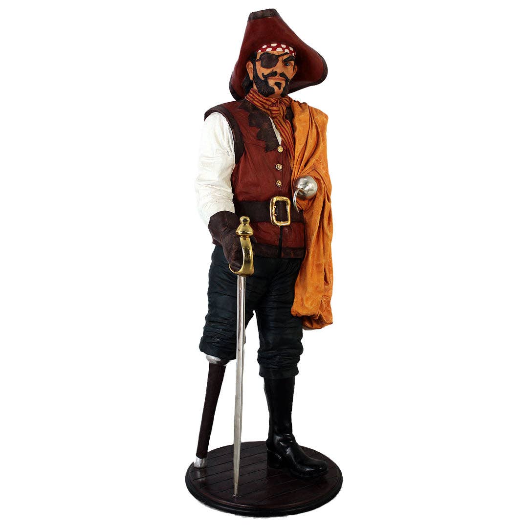 LM Treasures - Wholesale Costume - Unisex - Pirate Captain Wooden Leg Life Size Statue0