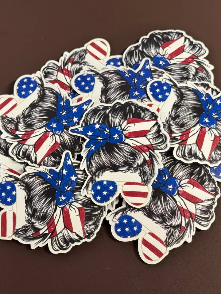 American Flag Mom UV Printed Patches for wholesale by Soda City Hat Co