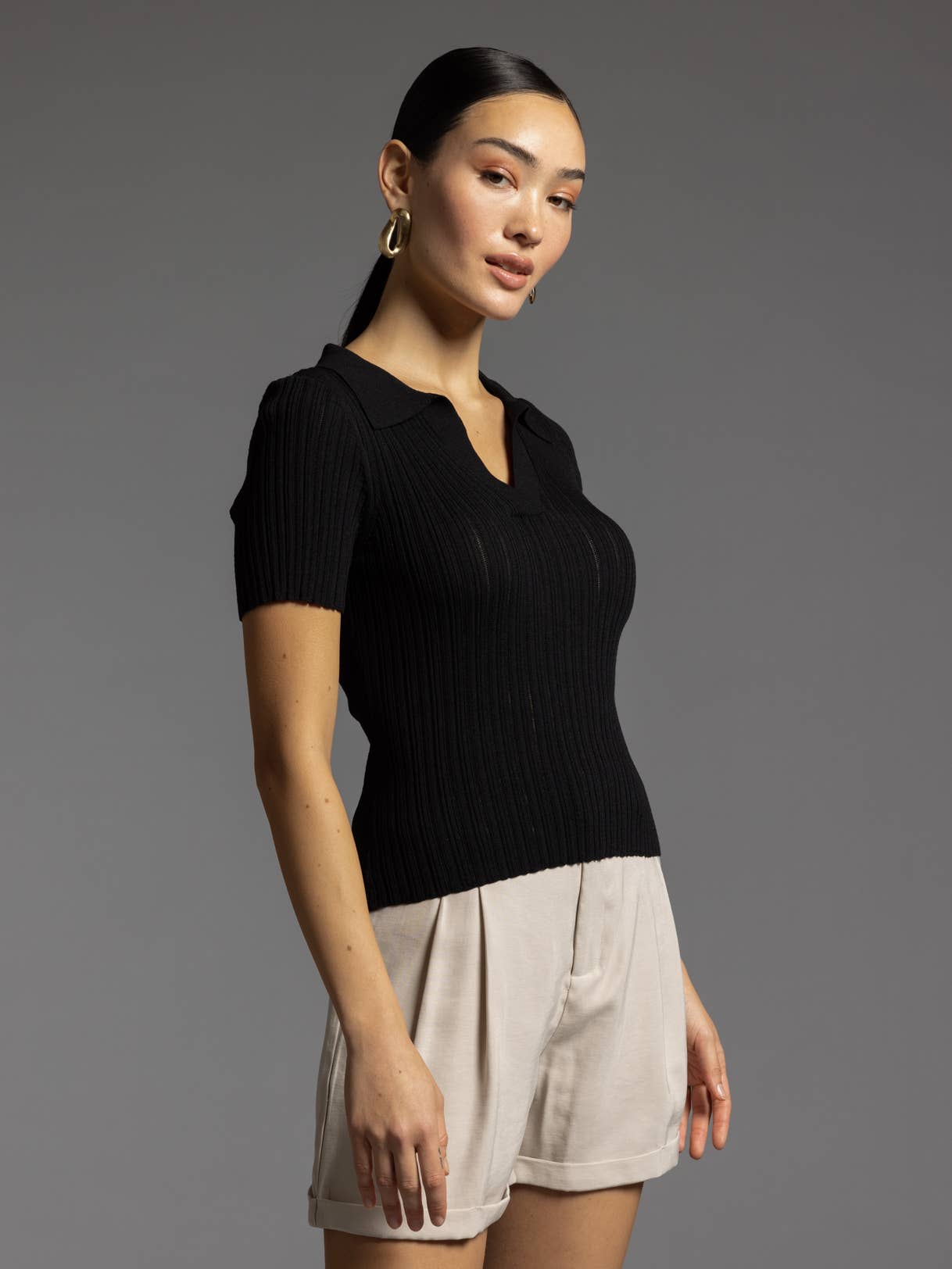 Weekend Los Angeles - Wholesale Knit Top - Women's - Collared Knit Top - COURTNEY TOP12
