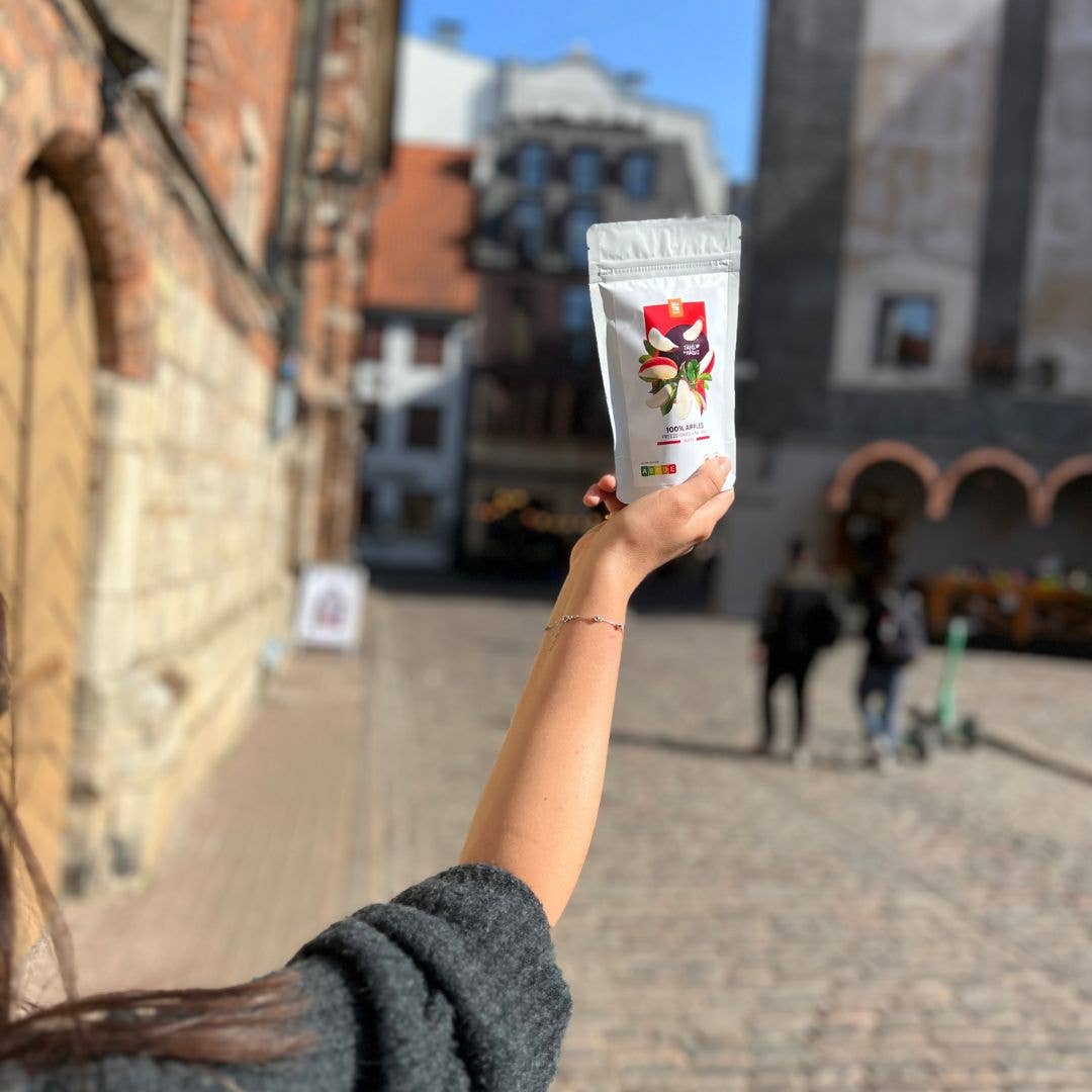 NutriBoom – Engroshandel Tørret/dehydreret frugt – Æbler frysetørret: 16 g og 30 g pakker8