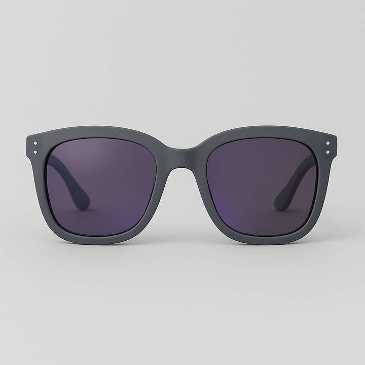 Matte grey 'Distressed' sunglasses with tinted violet lenses for wholesale by NHP International