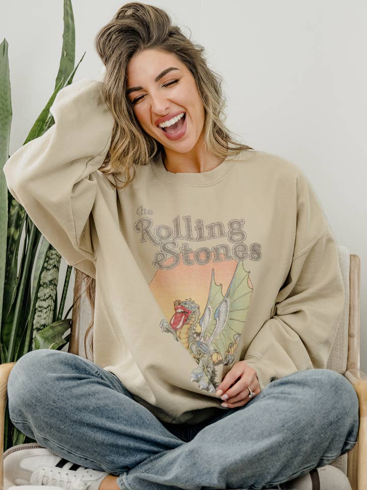 Rolling Stones Dragon Sand Thrifted Graphic Sweatshirt for wholesale by LivyLu