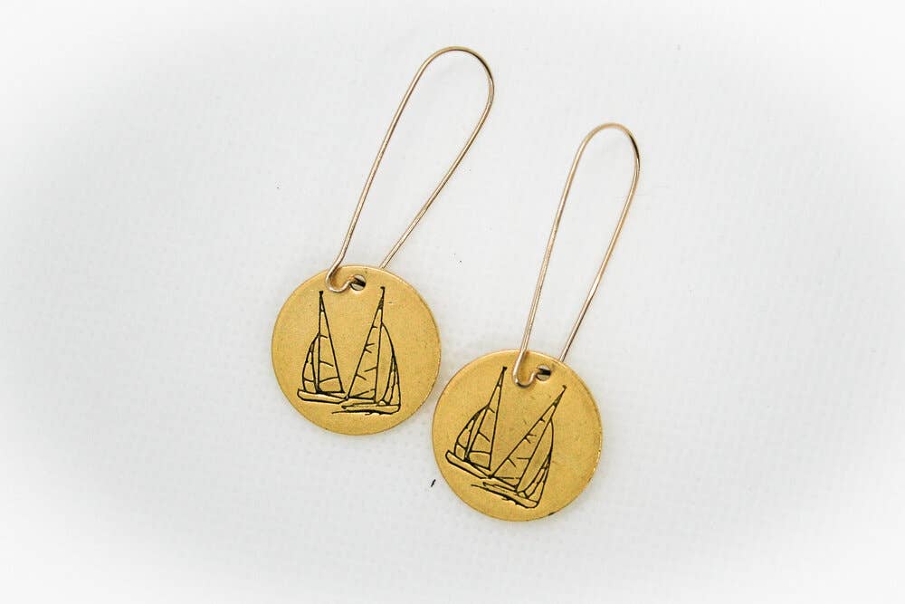 Vanessa Piche - Wholesale Dangle Earrings - Sailboat Gold Earrings Long Wire0