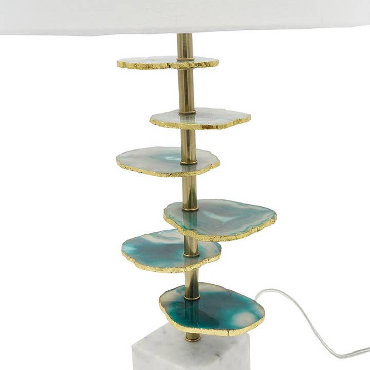 A&B Home Group Inc. - Wholesale Accent/desk lamp - D15x29.5" Verdant Agate-Slice Table Lamp w/ Marble Base4