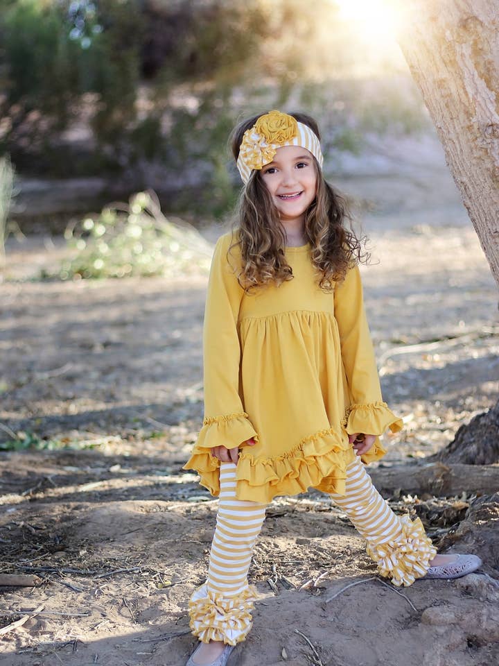 SET DE MOSTAZA OTOÑAL PARA NIÑAS, 18-R5 para venta al por mayor de Serendipity Clothing Co