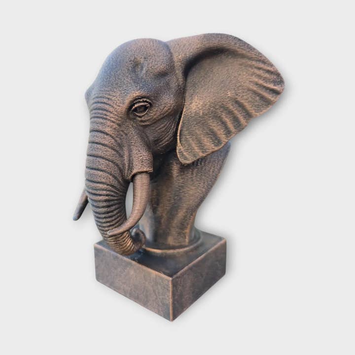 Buste af en elefantstatue – gave til boligindretningselsker, til ham eller hende, håndmalet ornament for engroshandel hos 3DijkstraFinds