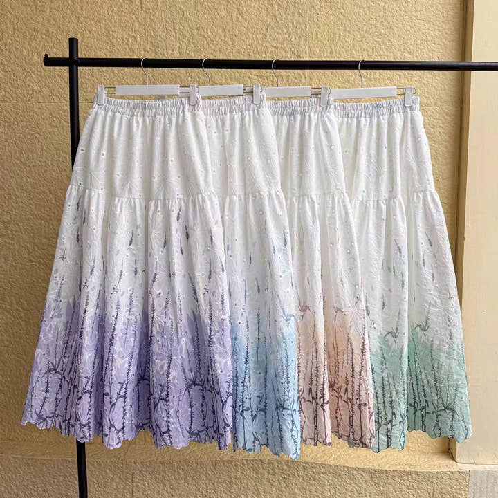 Saia Maxi de Olho-de-boi Verde-sálvia & Branca por atacado de PEACH ACCESSORIES