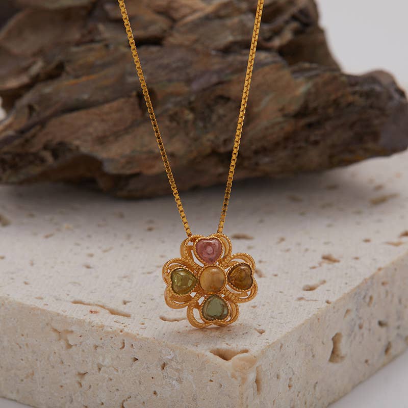 Gioiellin - S925 Silver Jewelry - Wholesale Pendant/Charm Necklace - 925 Sterling Silver Tourmaline Four-Leaf Clover Necklace3