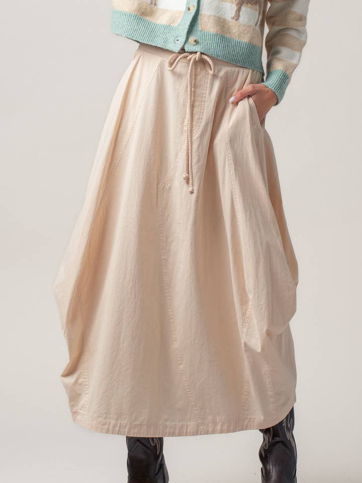 Balloon Hem Drawstring Maxi Skirt for wholesale by Urban Daizy