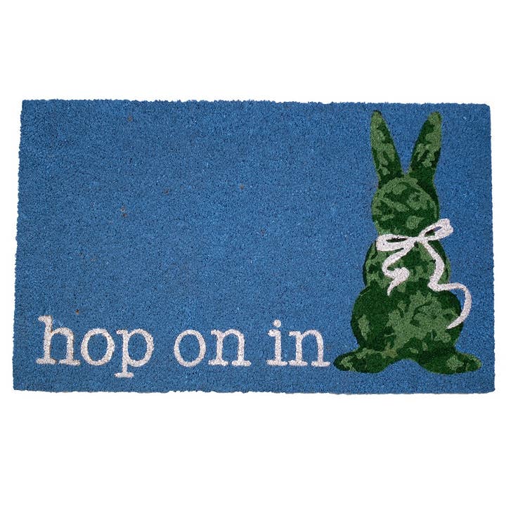 Boxwood Bunny Coir Doormat Palace Blue/Green 18x30 for wholesale by The Royal Standard
