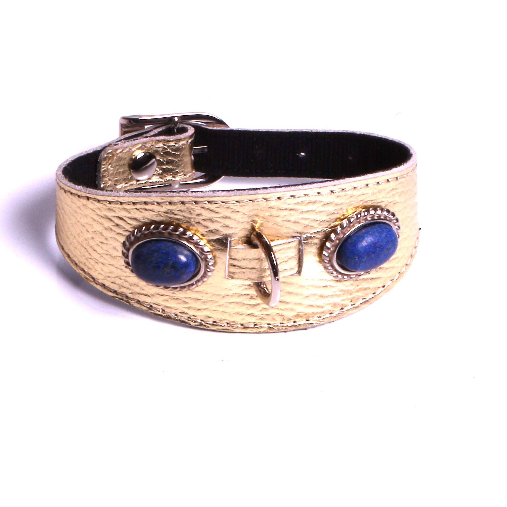 SARL FELINEA - Wholesale Pet Collar - Cat/Dog - Handmade Leather Collar Little Greyhound Dog Genuine Stones Made in France.