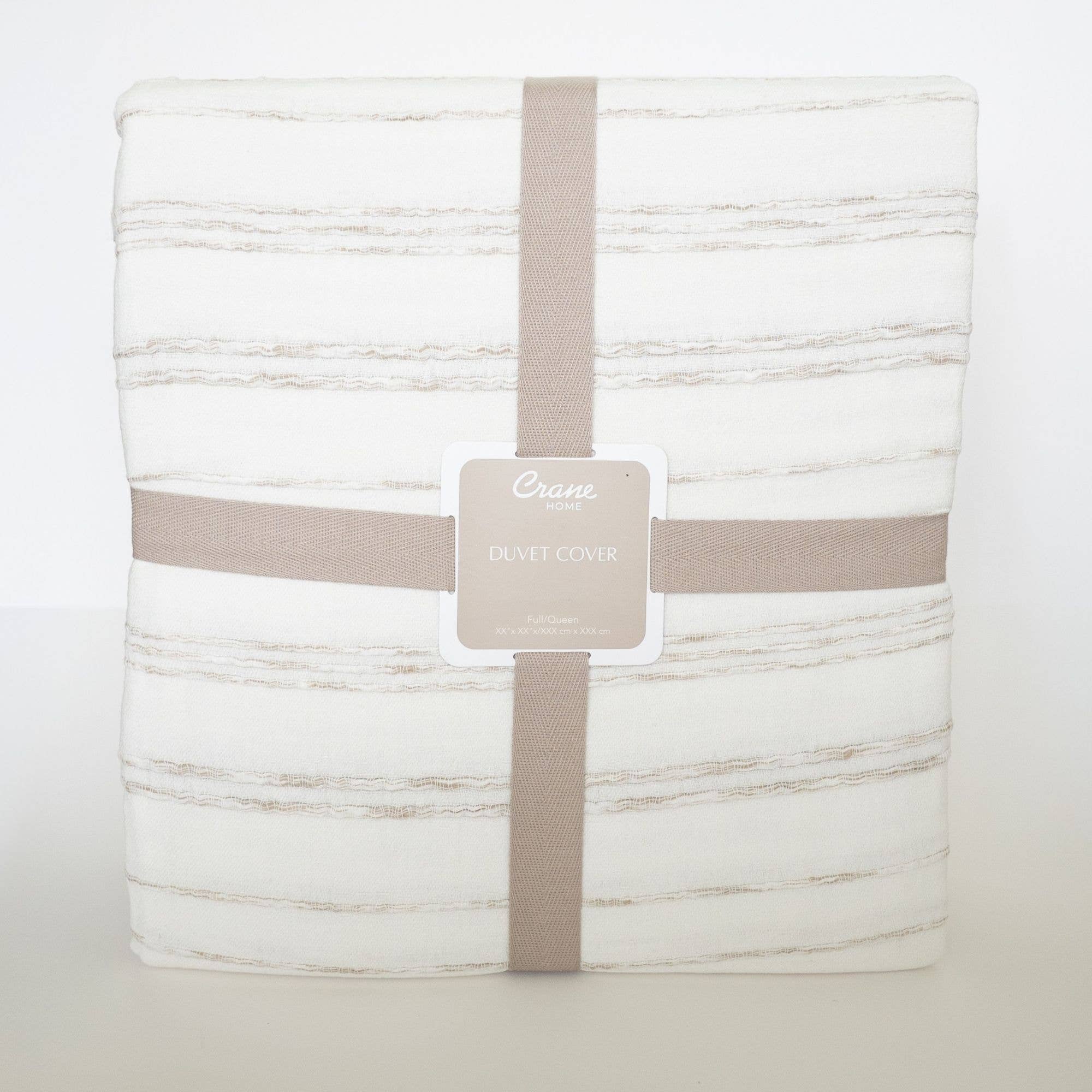 Crane Home - Wholesale Duvet Cover - Cotton Linen Stripe Duvet Cover, White/Gray2