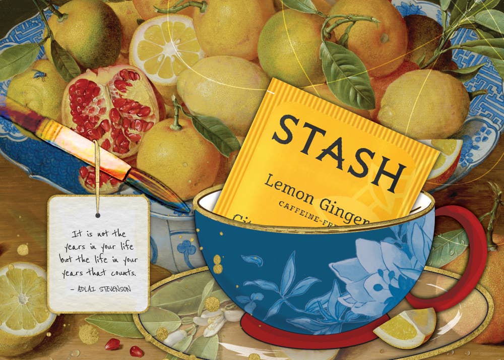 The Creative Idea Shop – Cartão de saudação diária por atacado – Cartão de Arte TEA J.V.HulsDonck Still Life com Limões, Laranjas...1